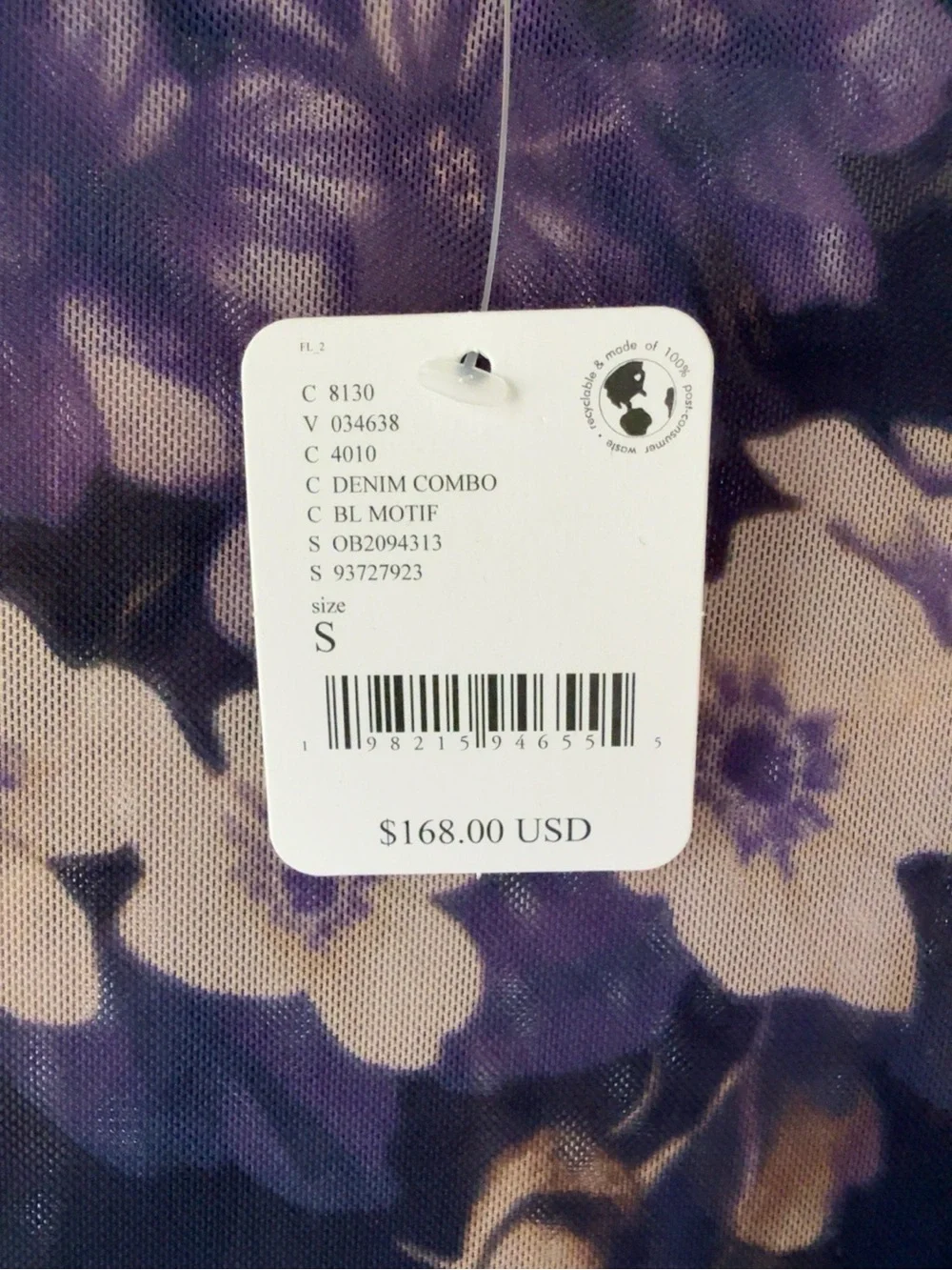 Free People Floral Mesh Maxi Dress S NWT $168 Purple Ruched